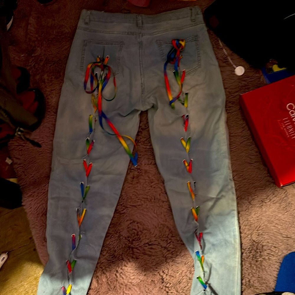 Jeans size S open on the back and front color blue